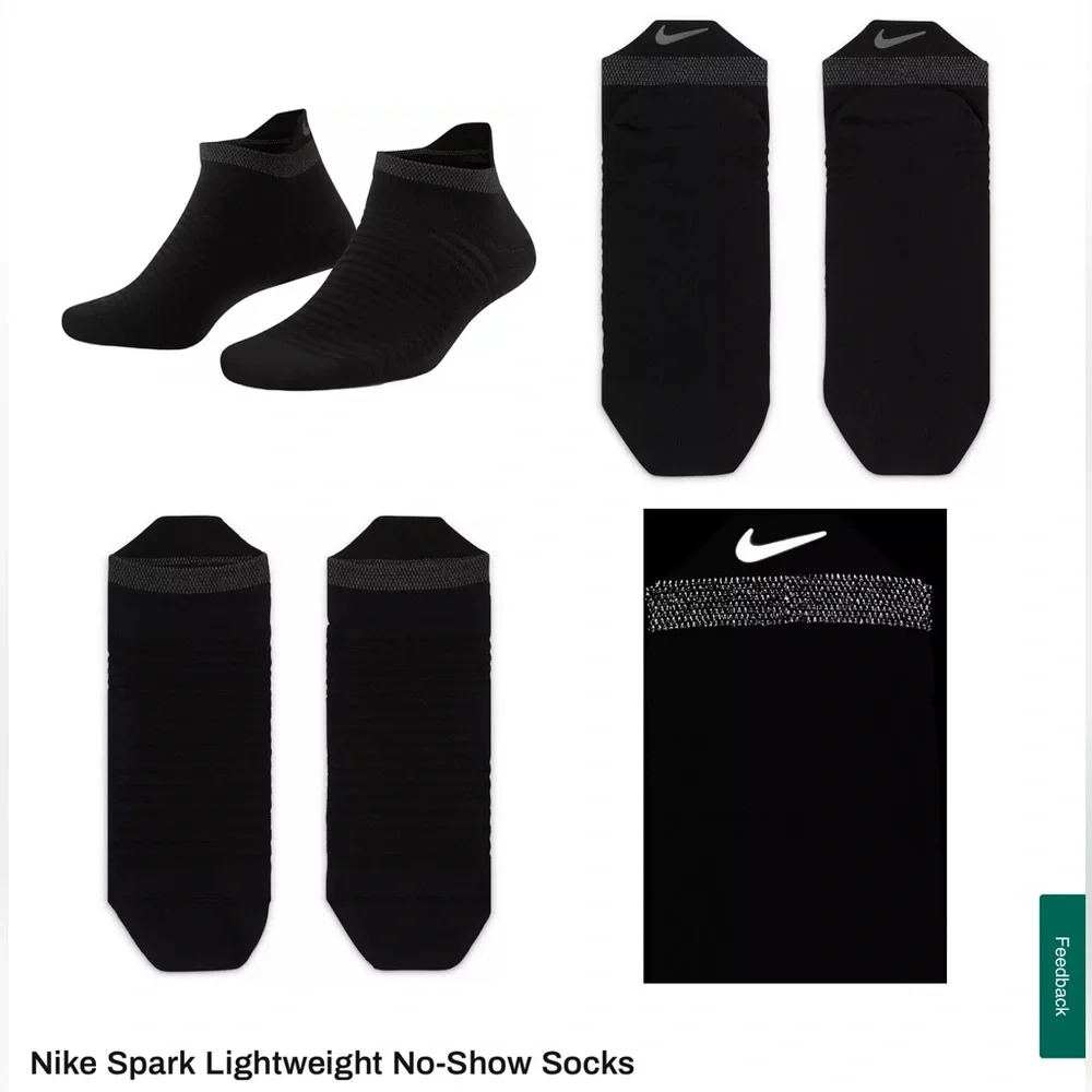NWT 2 Pairs of Nike Spark Lightweight No-Show Running Socks W 9.5-11 Men 8-9.5